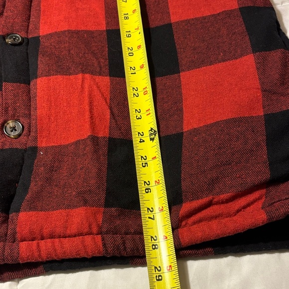 Red and Black Buffalo Plaid Fleece Lined Flannel Button-Up Shirt Shacket - Picture 5 of 14